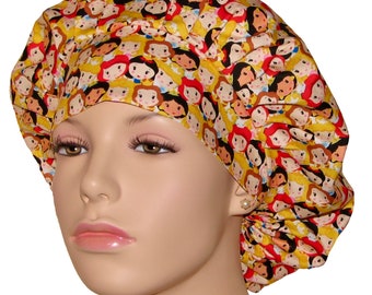 Scrub Caps Kawaii Princess Party Fabric-ScrubHeads-Scrub Cap-Bouffant Scrub Hat-Women's Scrub Hat-Pediatrics Scrub Hats-Princess Scrub Hat