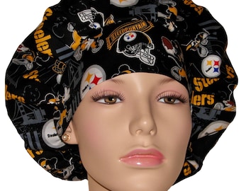 Scrub Caps Pittsburgh Steelers Mickey Mouses Fabric-ScrubHeads-Scrub Cap-Steelers Scrub Hat-Football Scrub Hat-Fabric Scrub Hats