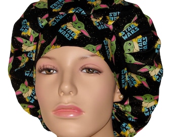 Scrub Caps Star Wars Baby Yoda Fabric-The Child Baby Yoda-ScrubHeads-Bouffant Scrub Hat-Mandalorian-Fabric Scrub Hats-Anesthesia Scrub Hat