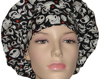 Scrub Caps Nightmare Before Christmas Tossed Heads-ScrubHeads-Scrub Hat For Women-Halloween Scrub Hat-Jack Skellington-Anesthesia Scrub Hats