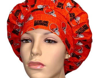 Scrub Caps Cleveland Browns Orange Mini Print-Scrub Cap-Scrub Hats-ScrubHeads-Cleveland Scrub Hat-Browns Scrub Hat-Football-Etsy Scrub Hats