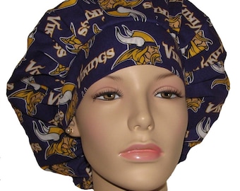 Scrub Caps Minnesota Vikings Fabric-ScrubHeads-Scrub Hats For Women-Football Scrub Hat-Anesthesia Scrub Hat-Team Scrub Hats-Etsy Scrub Hats