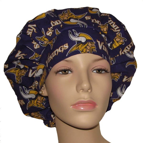 Scrub Caps Minnesota Vikings Fabric-ScrubHeads-Scrub Hats For Women-Football Scrub Hat-Anesthesia Scrub Hat-Team Scrub Hats-Etsy Scrub Hats