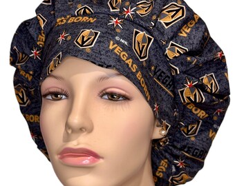 Scrub Caps Las Vegas Born-ScrubHeads-Scrub Hat For Women-Scrub Cap-Knights Hockey Scrub Hat-Hockey Fabric-Fabric Scrub Hat-Las Vegas Hockey