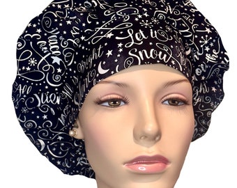 Scrub Caps Christmas Peace On Earth Fabric-ScrubHeads-Christmas Scrub Hats-Anesthesia Scrub Hat-Merry Christmas-Bouffant Scrub Hat-Scrub Hat