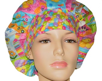 Scrub Hats Easter Spring Has Sprung-Fabric Scrub Cap-Surgical Nurse-Bouffant Scrub Hat-ScrubHeads-Easter Scrub Hat-Surgical Scrub Caps