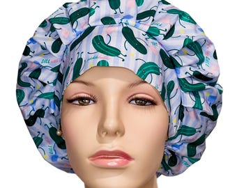 Scrub Caps Pickleball Playtime-Scrub Caps-ScrubHeads-Etsy Scrub Hats-Bouffant Scrub Hat-Pickleball Fabric- Pickle Scrub Hat-Veterinarian Hat