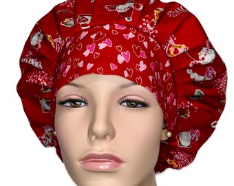 Scrub Hats Valentines Day Gnome Love Fabric-ScrubHeads-Scrub Cap-Surgical Hat-ScrubHeads-Valentines Day Scrub Hat-Gnome Scrub Hat