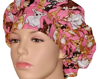 Scrub Caps Chihuahua Dogs-Veterinarian Scrub Hat-ScrubHeads-Dogs Bouffant Scrub Hat-Surgical Nursing-Vet Tech Scrub Hat-CRNA Scrub Hat