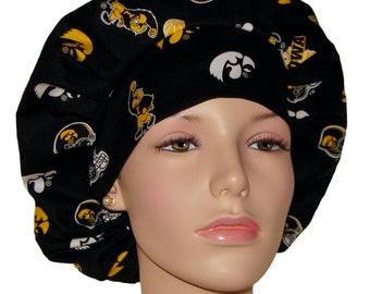 Scrub Caps Iowa Hawkeyes Fabric-Bouffant Scrub Hat-ScrubHeads-Iowa Scrub Hat-Hawkeyes Scrub Hat-Scrub Cap-College Teams Scrub Hat