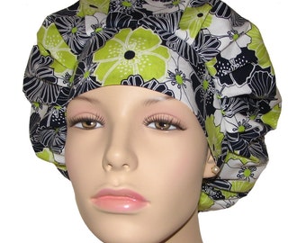 Scrub Caps Citron Twist Packed Poppies-ScrubHeads-Scrub Cap-Floral Scrub Hat-Scrub Hat For Women-Anesthesia Scrub Hat-Etsy Scrub Hat