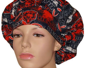 Scrub Caps Chicago Bears Distressed Fabric-Bouffant Scrub Hat-ScrubHeads-Chicago Scrub Hat-Bears Scrub Hat-Scrub Cap-Fabric Scrub Hat