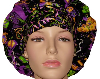 Scrub Caps Mardi Gras Bourbon Street-ScrubHeads-Scrub Hats-Mardi Gras Fabric-Etsy Scrub Hats-Scrub Hat For Women-Surgical Scrub Hat