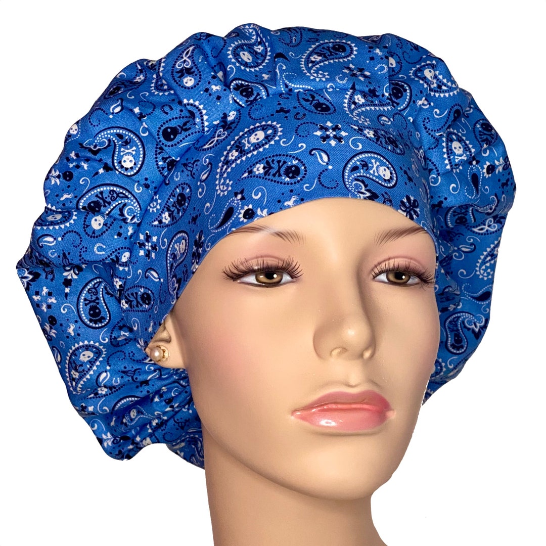 Scrub Caps Azure Bandanascrubheadsscrub Capbouffant Scrub Hatfabric