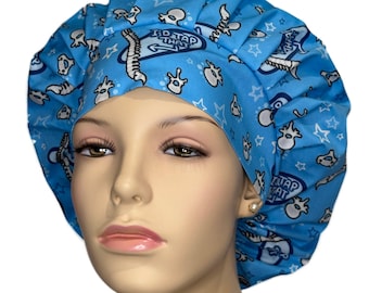 Scrub Cap Ortho I'd Tap That Blue Fabric-ScrubHeads-ONLY ONE-Bouffant Scrub Hat-Vertebrae Scrub Hat-Spine-Spinal Anesthesia-Spinal Tap