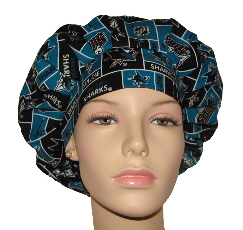 San Jose Sharks Fabric Scrub HatScrubHeadsBouffant Scrub HatsScrub