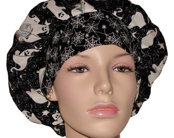 Scrub Caps Halloween Glow Town Ghosts-Bouffant Scrub Hats-Women's Scrub Hats-Scrub Cap-ScrubHeads-Ghosts Scrub Hat-Etsy Scrub Hats