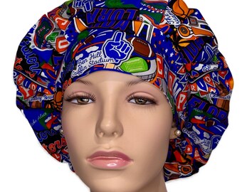 Scrub Caps Florida Gators Doodle Allover Fabric-ScrubHeads-Bouffant Scrub Hats--Scrub Caps-Gators Scrub Hat-Florida Football-Surgical Cap