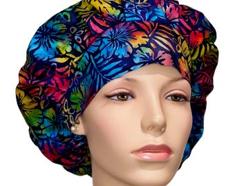 Scrub Caps Multicolor Hibiscus Scrub Hat-ScrubHeads-Floral Scrub Hat-Fabric Scrub Hat-Anesthesia Scrub Hat-Hibiscus Fabric-Hawaiian Hibiscus