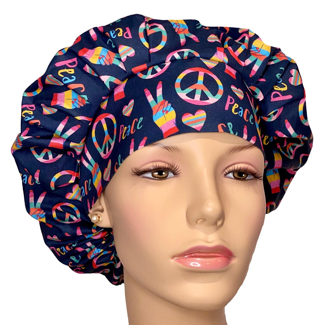 Scrub Caps Dusky Navy Peace Lovescrub Capsfabric Scrub Hatspeace