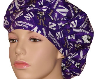 Scrub Hats Northwestern University Tone On Tone Fabric-ScrubHeads-Northwestern Scrub Hat-Surgical Hat-Scrub Cap-Bouffant Scrub Hat For Women