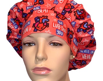 Scrub Caps Heart Pun Fun-ScrubHeads-Scrub Cap-Bouffant Scrub Hat-Anatomical Heart Scrub Hat-Cath Lab Scrub Hat-Cardiac Scrub Hat
