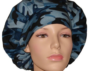 Scrub Caps Blue Camouflage-Scrubheads-Scrub Caps-Fabric Scrub Hat-Bouffant Scrub Hat-Camouflage Scrub Hat-Anesthesia Scrub Hat-Camouflage