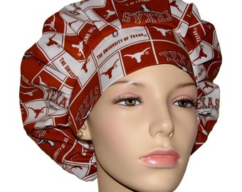 Scrub Caps University Of Texas Longhorns Fabric-ScrubHeads-Scrub Cap-Bouffant Scrub Hats For Women-Surgical Cap-Surgical Hat-Texas Longhorns