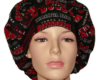 Scrub Caps Tampa Bay Buccaneers Fabric-Bouffant Scrub Hat-ScrubHeads-Bucs Scrub Hat-Football Scrub Hat-Scrub Cap-Tampa Bay Football