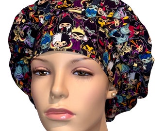Scrub Caps Disney Packed Villains Fabric-ScrubHeads-Scrub Cap-Scrub Hats-Pediatric Scrub Hat-Anesthesia Scrub Hat-Villains-Disney Fabric
