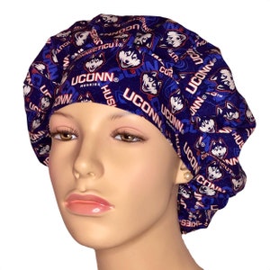 Scrub Hats University Of Connecticut  Huskies Fabric-ScrubHeads-Scrub Cap-Bouffant Scrub Hats For Women-UCONN-Surgical Cap-UCONN Basketball