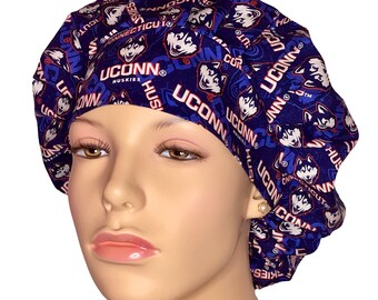 Scrub Hats University Of Connecticut  Huskies Fabric-ScrubHeads-Scrub Cap-Bouffant Scrub Hats For Women-UCONN-Surgical Cap-UCONN Basketball
