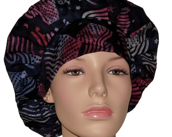 Scrub Caps Batik American Flags-ScrubHeads-Scrub Caps-Patriotic Scrub Hat-Holiday Scrub Hat-Batik American Flag-Surgical Cap-Flag Scrub Hat