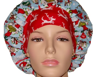 Scrub Caps Christmas-Grinch Ornaments-ScrubHeads-Christmas Scrub Hat-Grinch Stole Christmas Fabric-Anesthesia Scrub Hat-Christmas Scrub Cap