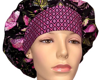 Scrub Caps Meadowlark Floral Fabric-ScrubHeads-Scrub Hats For Women-Bouffant Scrub Cap For Women-Floral Scrub Hat-Anesthesia Scrub Hat