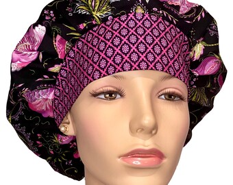 Scrub Caps Meadowlark Floral Fabric-ScrubHeads-Scrub Hats For Women-Bouffant Scrub Cap For Women-Floral Scrub Hat-Anesthesia Scrub Hat