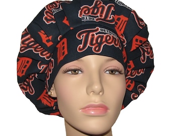 Scrub Caps Detroit Tigers Fabric-ScrubHeads-Baseball Scrub Hats-Scrub Hats For Women-Anesthesia Scrub Hat-Detroit Scrub Hat-Tigers Scrub Hat