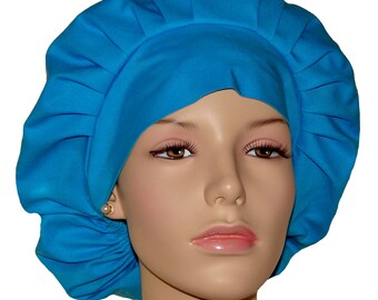 Scrub Caps Peacock Blue Fabric-ScrubHeads-Bouffant Scrub Hat-Kona Fabric Scrub Hat-Women's Scrub Hat-Etsy Scrub Hats-Anesthesia Scrub Hat