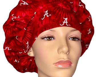 Scrub Caps University Of Alabama Tie Dye-ScrubHeads-Bouffant Scrub Hat-Scrub Caps-Crimson Tide Fabric-Anesthesia Scrub Hat-College Football