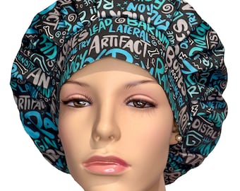 Scrub Cap Radiology Scribbles-ScrubHeads-Bouffant Scrub Hat-X-Ray Scrub Hat-Radiology Tech-Radiologist-X-Ray Imaging-Orthopedics