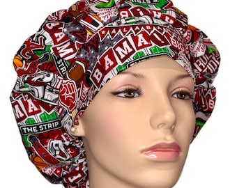 Scrub Caps Alabama Doodles Allover Fabric-Scrub Hats-Alabama Football-Big Al-Alabama Cap-Scrub Hats For Women-ScrubHeads-Bama Scrub Hat
