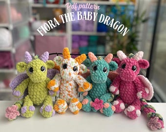 Crochet Fiora the Baby Dragon Pdf Pattern, Amigurumi Small Dragon Pattern