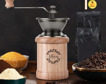 Personalized Wood Coffee Grinder,Engraving Custom Name Manual Coffee Mill,Hand Crafted Coffee Grinder,Coffee Grinder,Gifts For Coffee Lovers