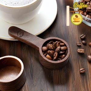 Personalized Walnut Wooden Coffee Scoop,Custom Handcrafted  Wooden Coffee Scoop,Coffee Lover Gift,Coffee Spoons With Leather Strap,Best Gift