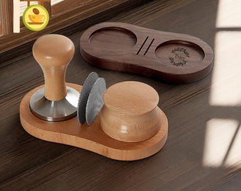Personalized Walnut Wooden Espresso Tamp Station,Personalized Espresso Station,Barista Coffee Accessorie,Tamper For Coffee Lover,Coffee Gift