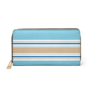 Elegante cartera con cremallera y diseño playero a rayas, regalo perfecto para ella, accesorio para el día a día, imprescindible de viaje, bolso de mano, estilo playero.