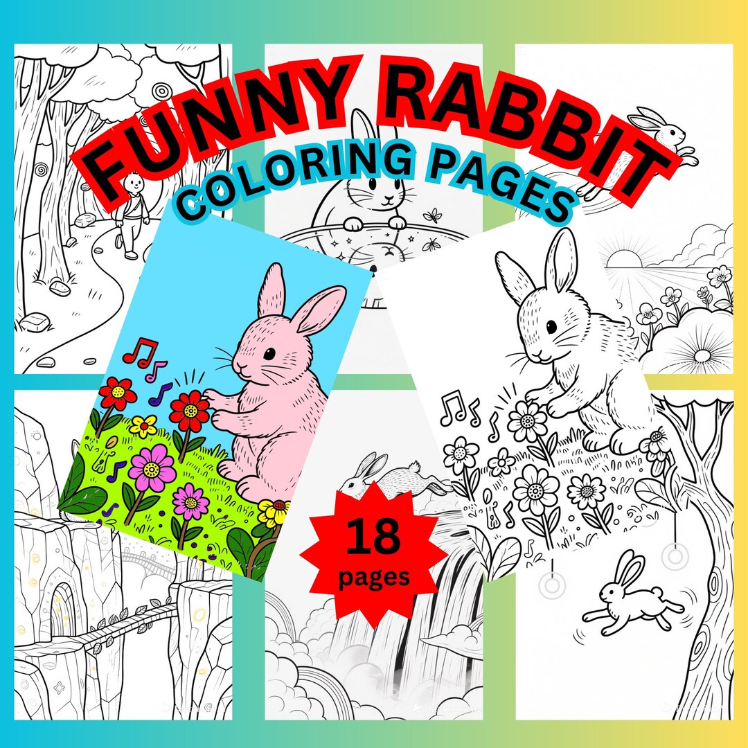 Silly Rabbit Coloring Pages Cute Bunny Coloring Pages, Funny Rabbit Activities in Nature, Printable ...