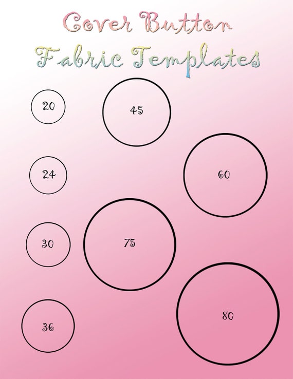 Items similar to Cover Button Fabric Templates Digital Sheet on Etsy