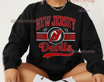 Vintage New Jersey Devil Sweatshirt, Vintage New Jersey hockey shirt, New Jersey Hockey shirt, Youth sweater hockey, New Jersey Sweater