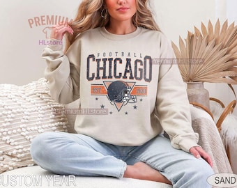 Felpa vintage in stile Chicago Football: morbida felpa unisex con scollo rotondo / maglietta per bambini piccoli Chicago Football / maglietta Chicago Football